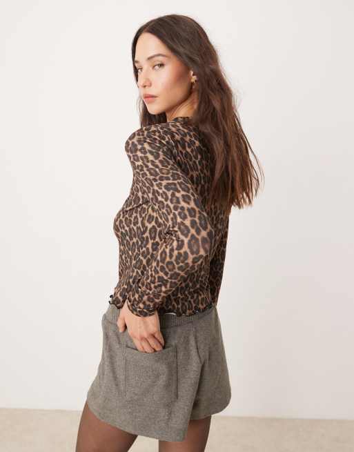 New Look tissue mesh cardigan in leopard print | ASOS