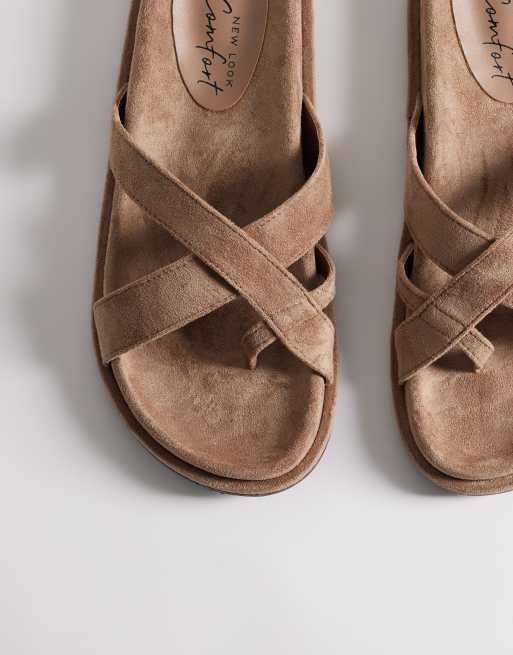 New Look toe loop multi strap sandal in brown, 2 of 4