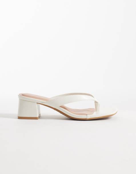 New Look toe post block heeled sandal in cream - view 1