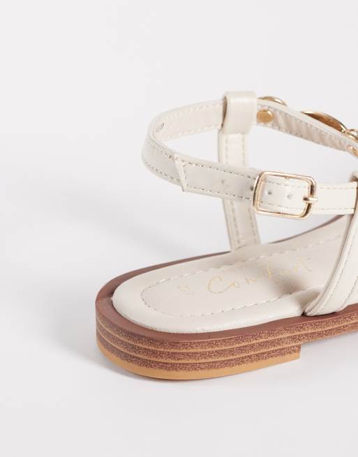 New Look toe post coin trim sandals in off white, 4 of 4