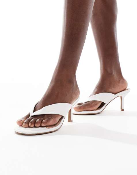 New Look toe post heeled sandal in white - view 1