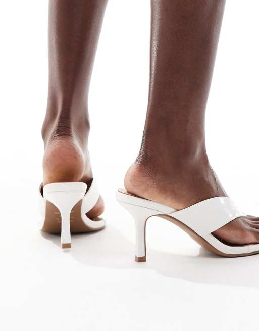 New Look toe post heeled sandal in white