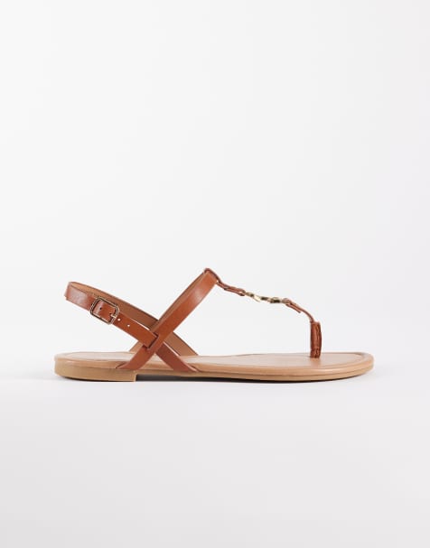 New Look toe post snaffle detail sandal in tan - view 1