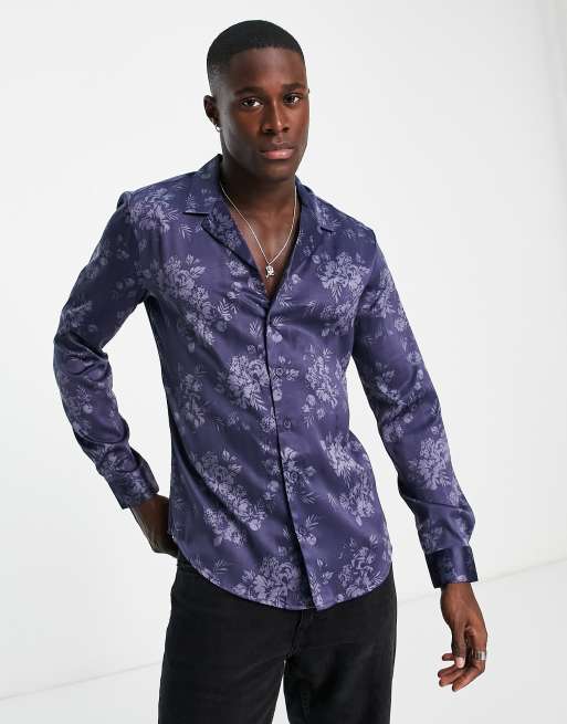 men's floral silk shirts long sleeve