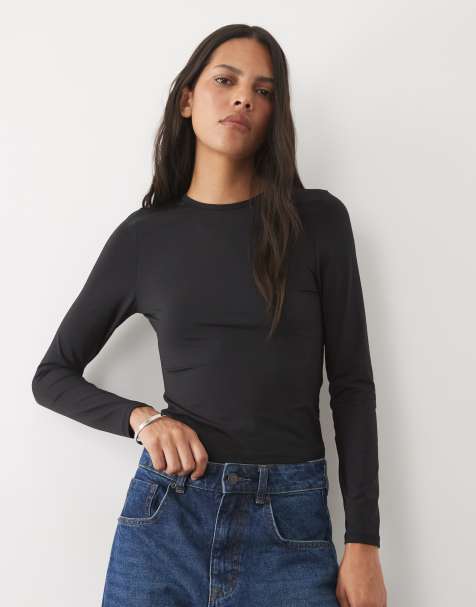 New Look top a maniche lunghe in poliammide nero - view 1