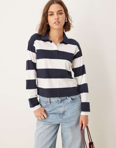 New Look - Top à rayures avec col - Bleu et blanc - view 1