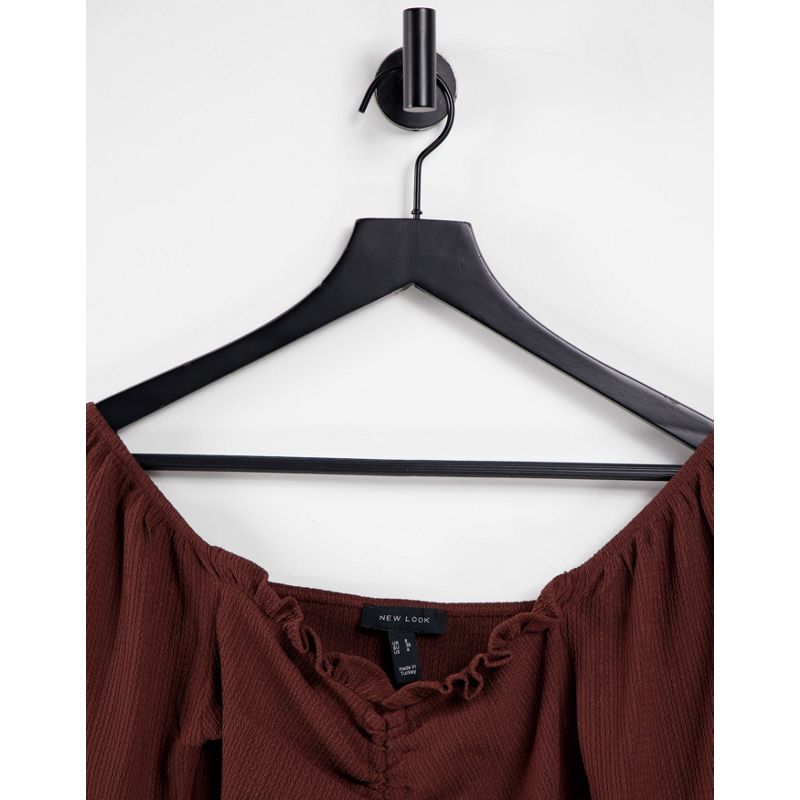 Donna T-shirt e Canotte New Look - Top arricciato sul davanti marrone chiaro