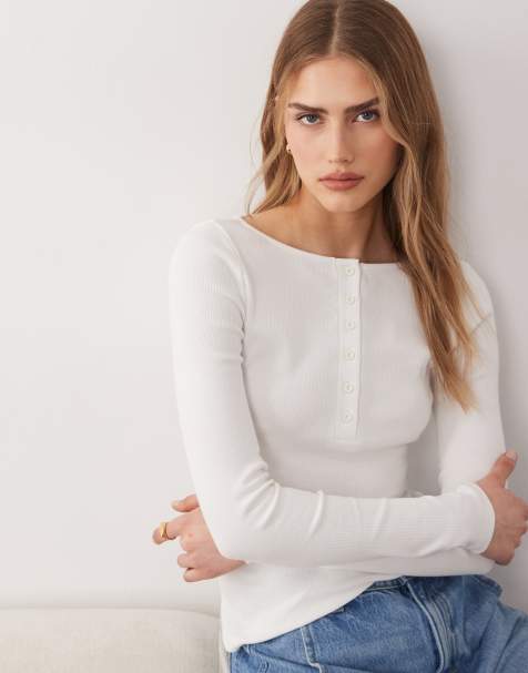 New Look - Top bianco a maniche lunghe con bottoni - view 1