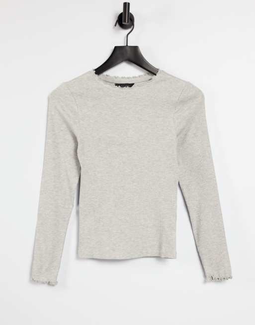 New Look - Top con scollo con volant grigio