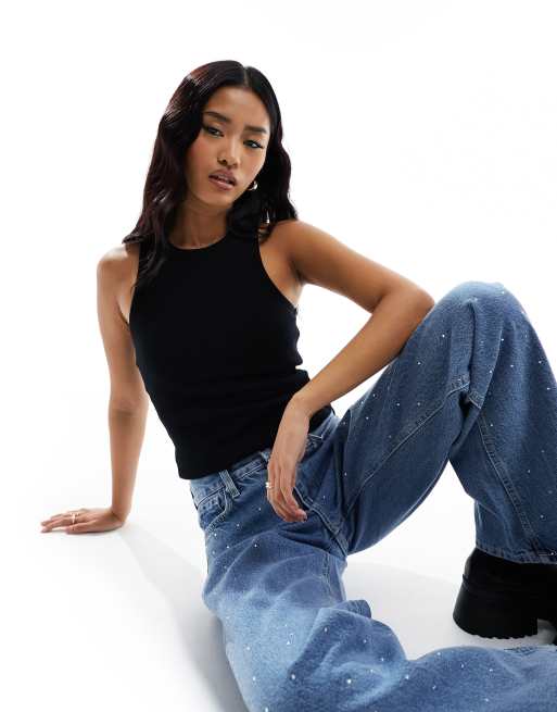 New Look - Top coupe nageur avec soutien-gorge - Noir