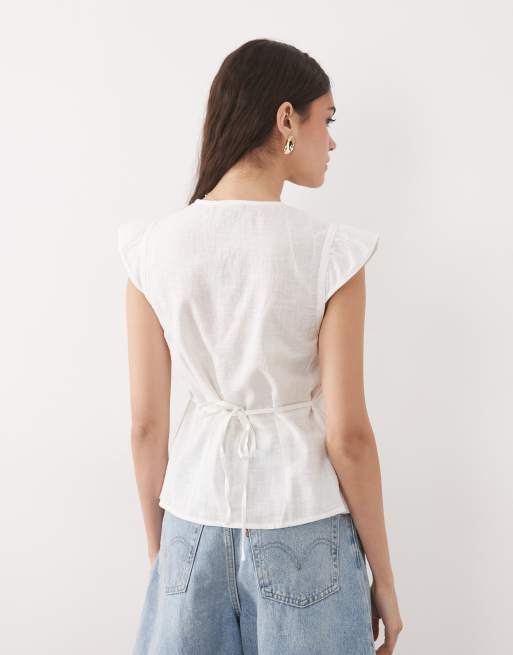 New Look - Top de tarde blanco con detalle de lazada de encaje, 4 de 4