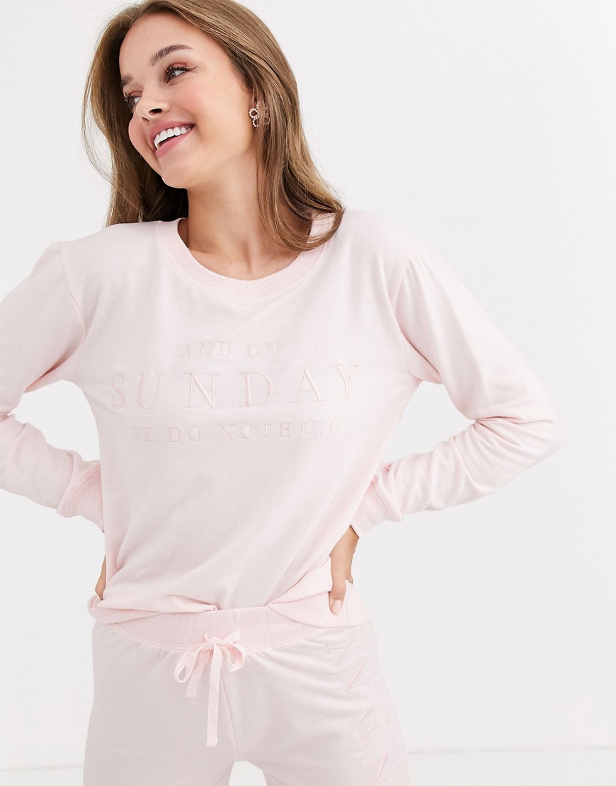 New Look - Top del pigiama con scritta Sunday rosa