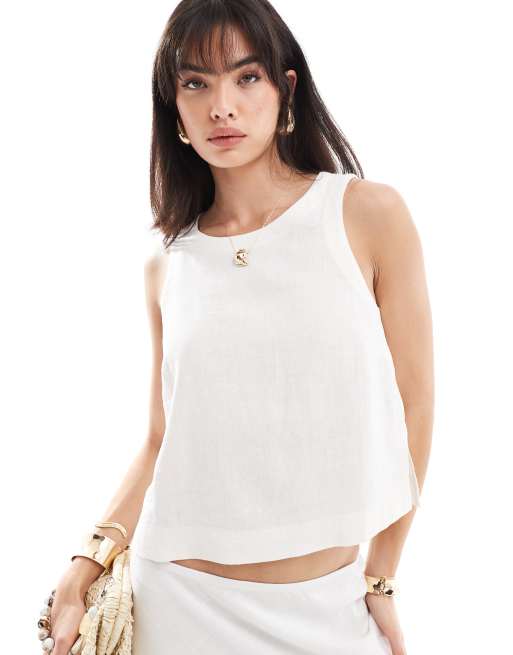 New Look - Top effetto lino bianco