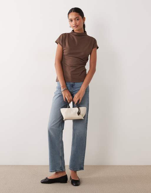 New Look top en maille à détail drapé marron mink, 2 de 4