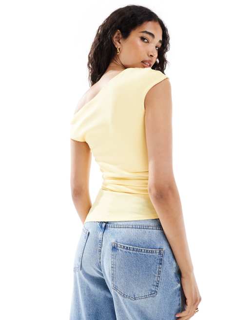 New Look - Top en néoprène avec épaule tombante - Jaune, 4 de 4
