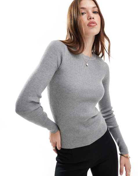 New Look - Top grigio medio girocollo in maglia - view 1