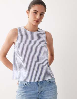 Top habillé à rayures - Bleu 38