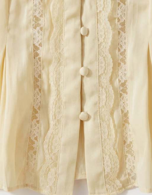 New Look - Top in pizzo e raso giallo, 7 di 11