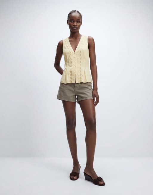 New Look - Top in pizzo e raso giallo, 8 di 11