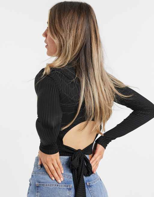 New Look - Top noué dans le dos - Noir