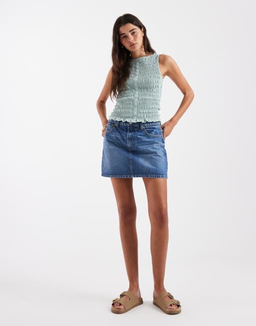 New Look - Top senza maniche verde chiaro arricciato con bottoni, 4 di 4