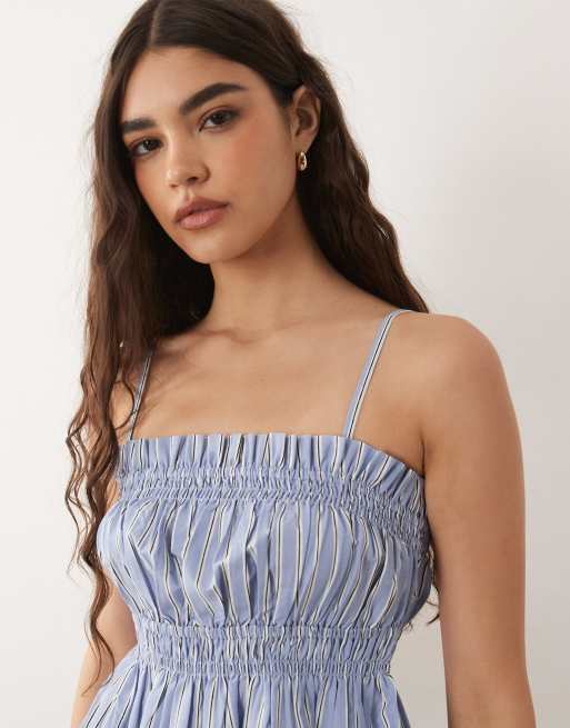 New Look - Top veraniego azul a rayas con cintura ceñida, 3 de 4