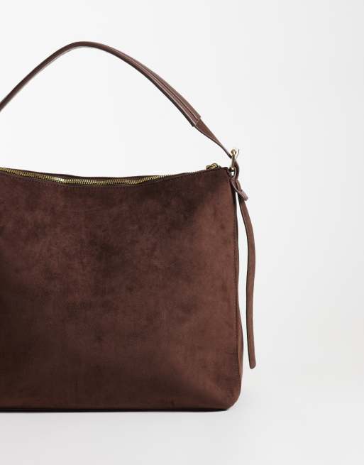 New Look toteväska i mockaimitation i mörkbrun, 4 av 4