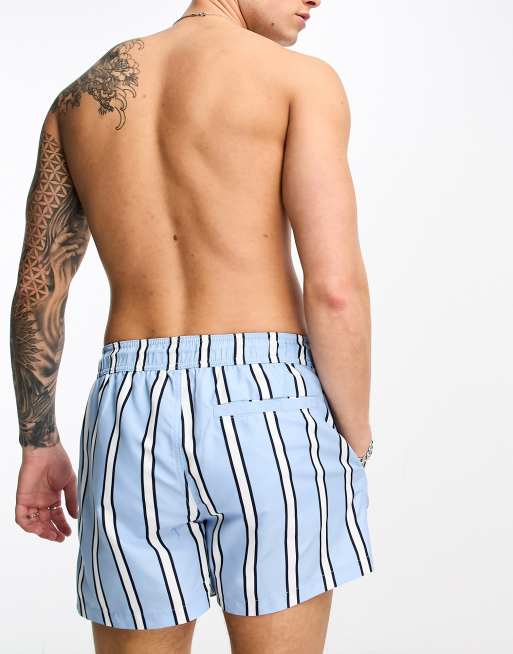 New Look towel stripe swim shorts in blue, 2 of 4