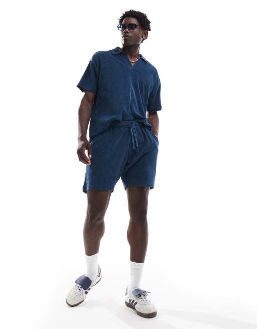 New Look towelling shorts in navy (part of a set)