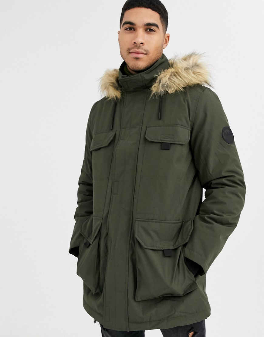 New Look traditional parka in khaki-Green