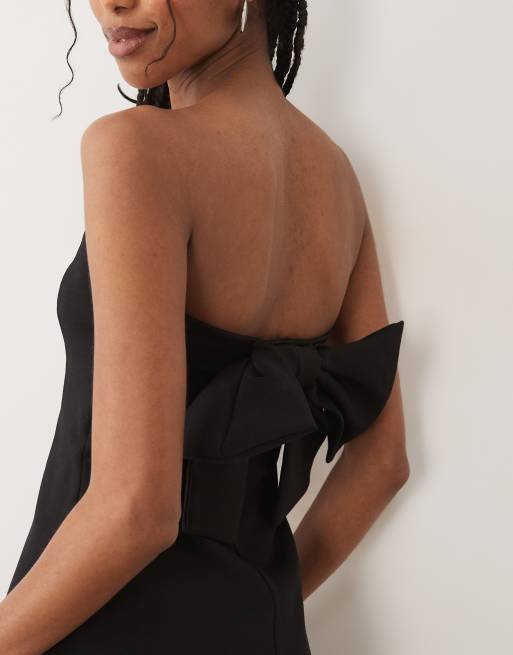New Look – Trägerloses Minikleid in Schwarz mit Schleifendetail am Rücken, 2 von 4
