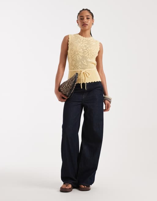 New Look – Trägertop in Gelb mit Blumenmuster und Taillenschnürung, 3 von 4