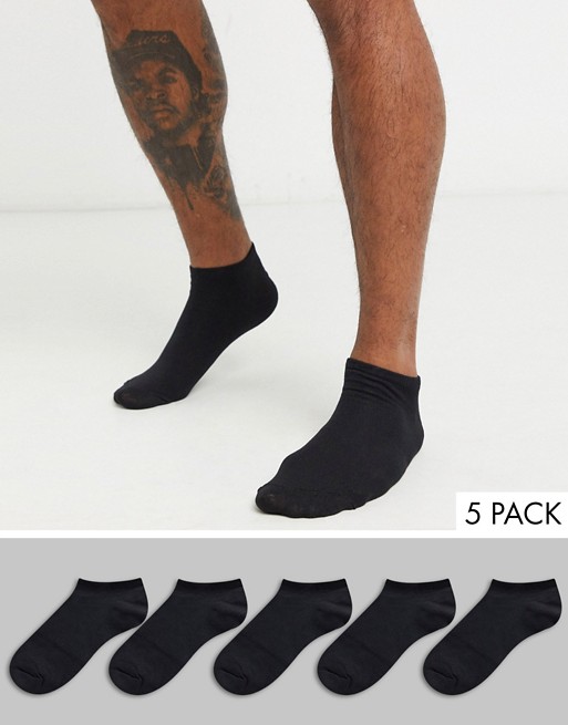 New Look trainer sock in black 5 pack