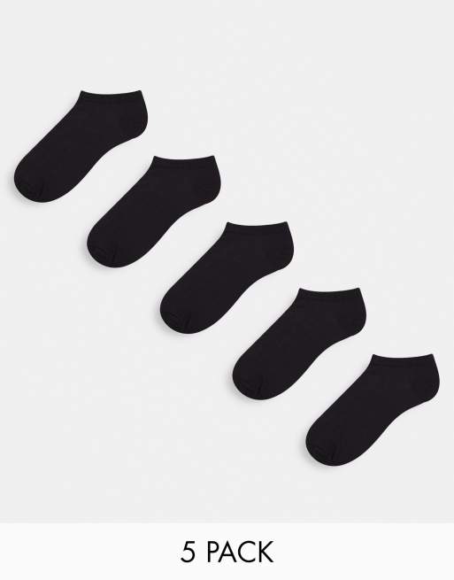 Jack & Jones invisible socks 5 pack in black