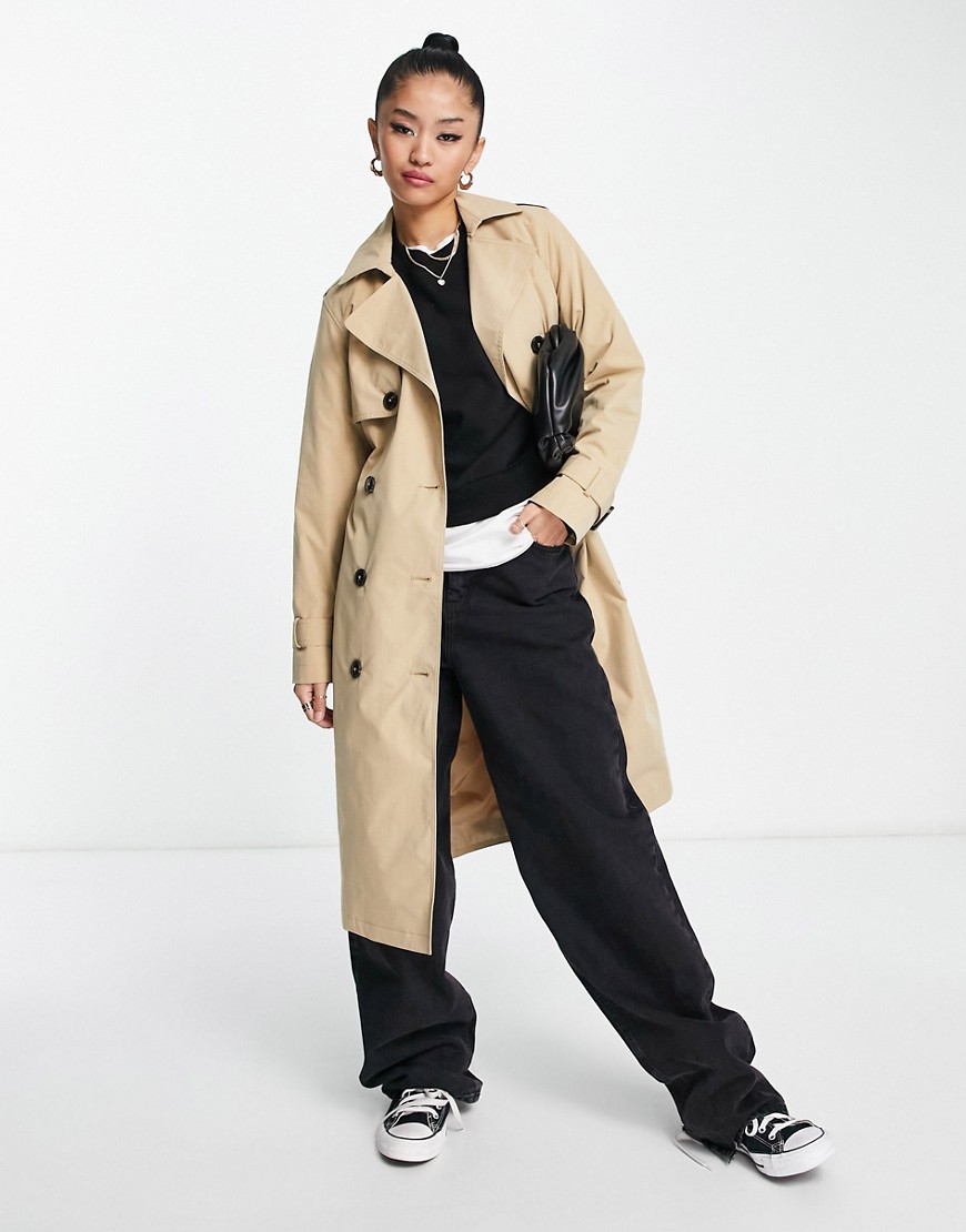 New Look Trench Coat In Camel-neutral
