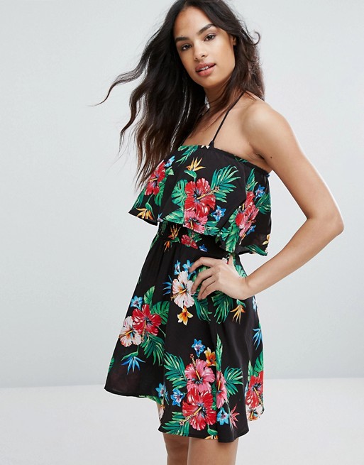 New Look | New Look Tropical Floral Bardot Dress