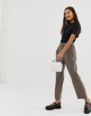 New Look trousers with button front in check | ASOS