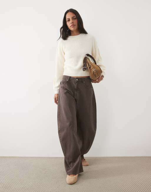 New Look trui met steekdetail in crème, 2 van 4