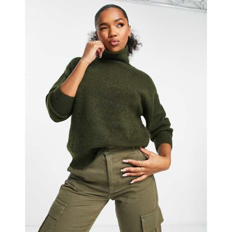 Olive green 2024 turtleneck womens