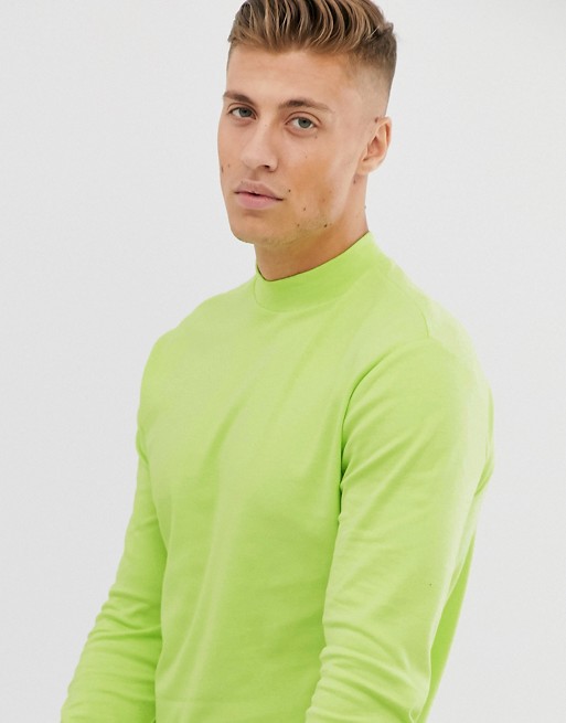 New Look turtle neck long sleeve t-shirt in neon yellow