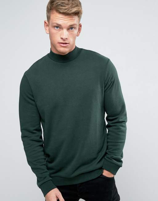 New Look Turtle Neck Sweatshirt In Dark Green | ASOS