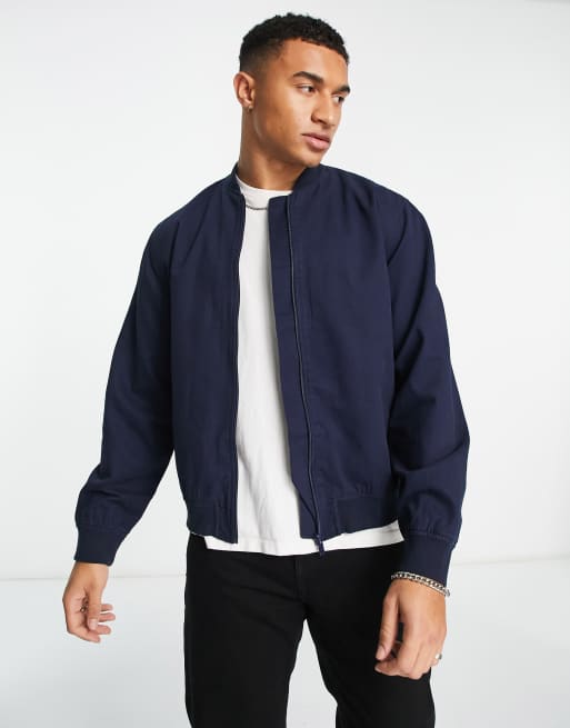 New Look twill bomber jacket in navy | ASOS