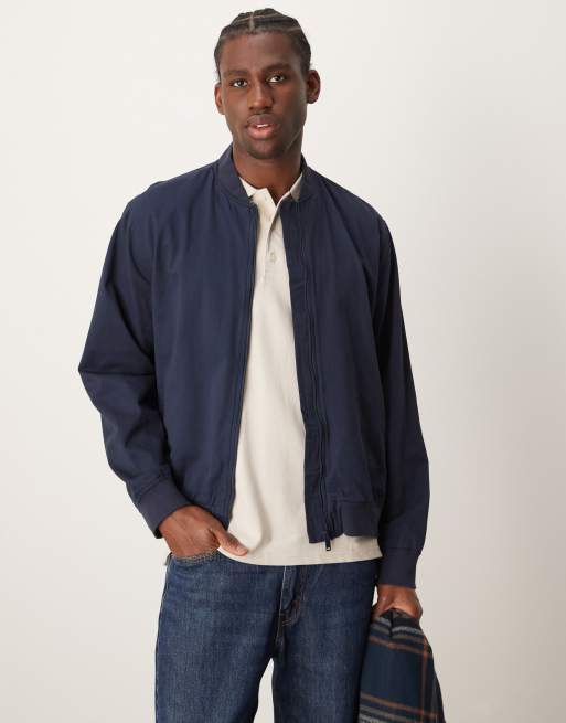 New Look twill bomber jacket in navy ASOS