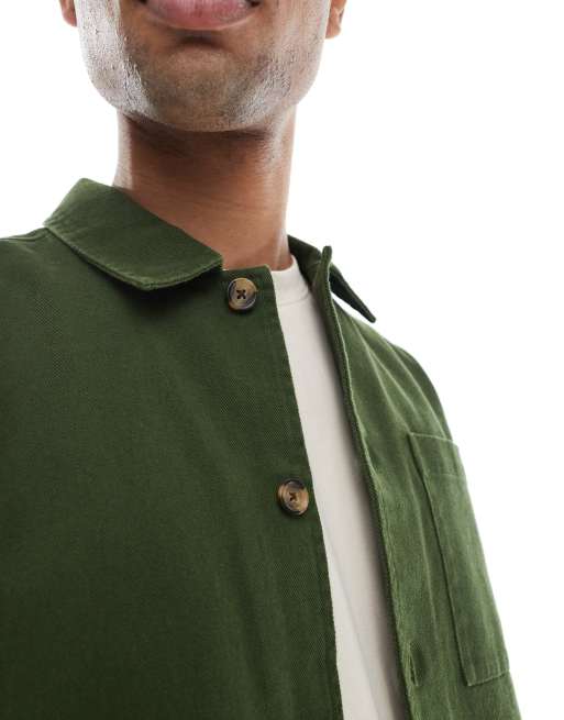 New Look twill overshirt in khaki, 5 of 5
