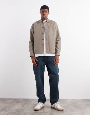 New Look Twill Overshirt In Brown