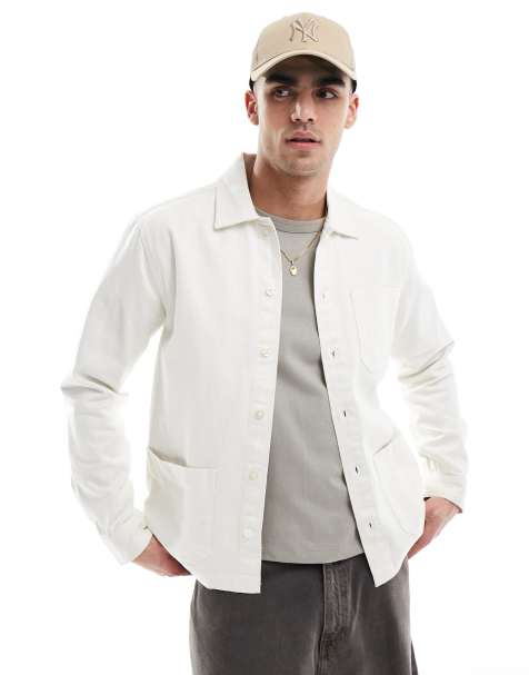 New Look twill shacket in off white - view 1