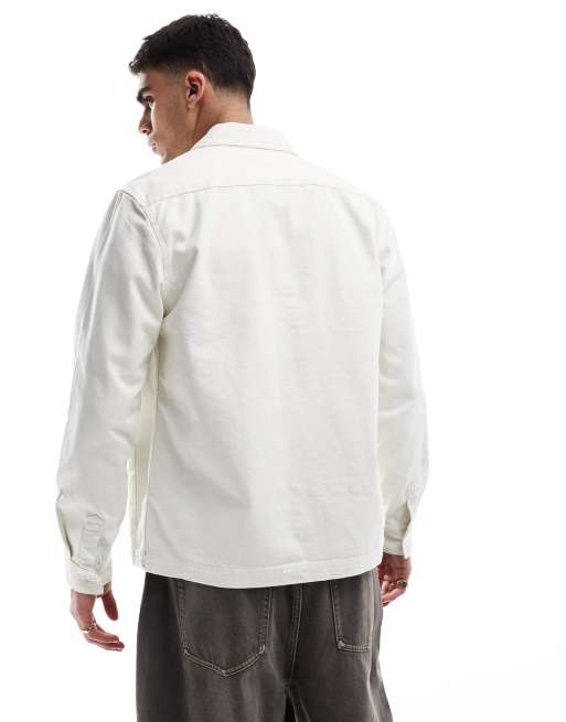 New Look twill shacket in off white, 2 of 4
