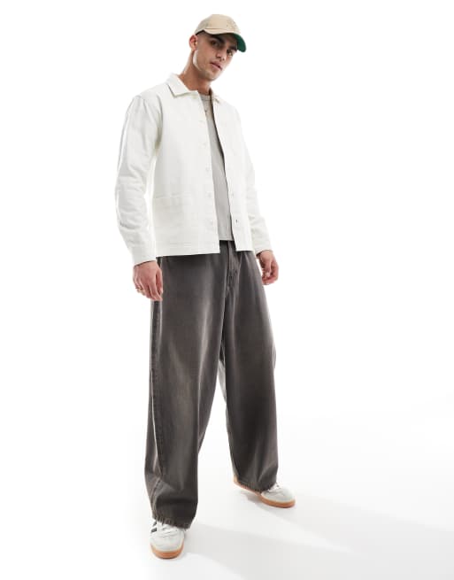New Look twill shacket in off white, 3 of 4