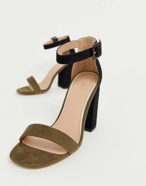 block heel green sandals