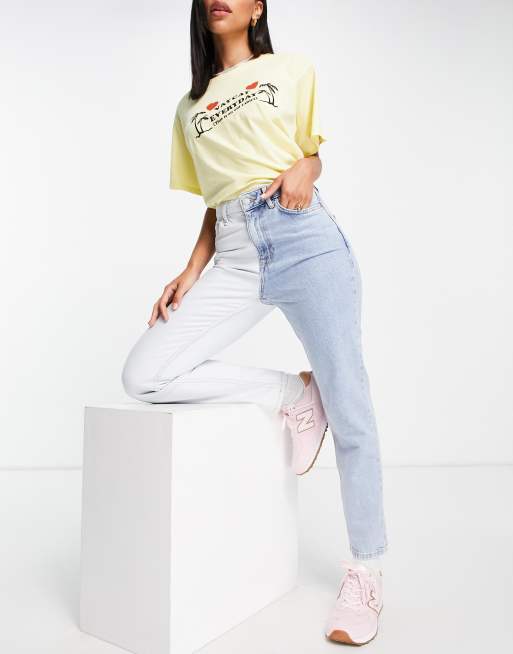 Two toned best sale mom jeans